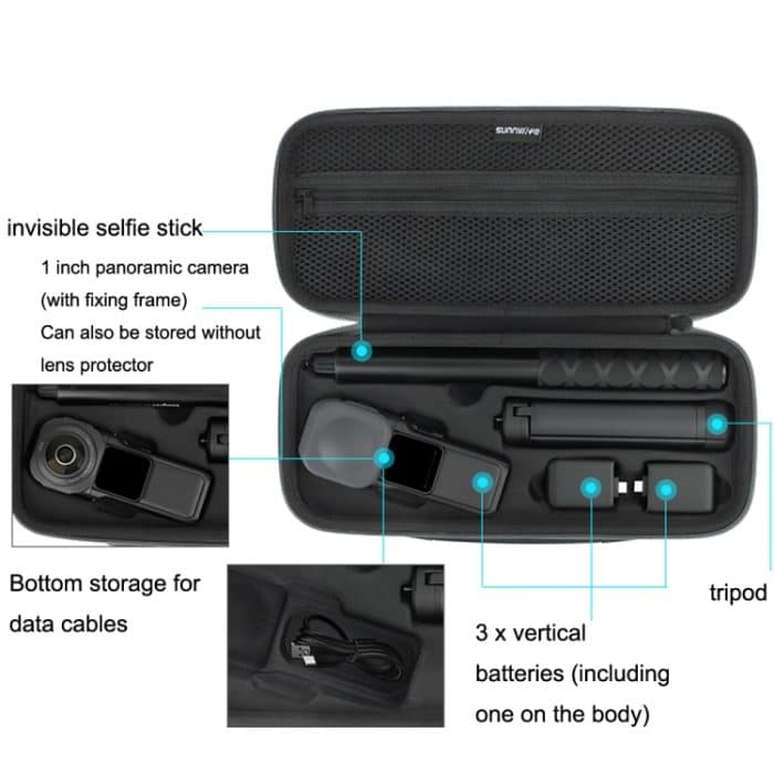 Sunnylife IST-B461 für DJI Insta360 One RS 1-Zoll-Panoramakameraspeicher, For DJI Insta360 One RS Single Machine Bag, For DJI Insta360 One RS Set Bag – Bild 4