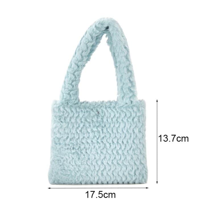 H6302-1 Kleine Handtasche aus Plüsch im Karomuster für Herbst und Winter – Bild 3