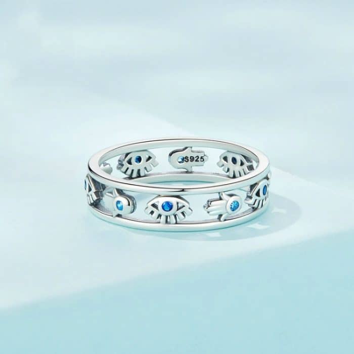 Sterling Silber S925 Teufelsauge Ausschnitt Symbol Zirkon Ring – Bild 2