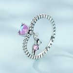 Sterling Silber S925 Zirkon Herz Bär Ballon Ring – Bild 3