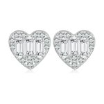 Herz-Ohrstecker aus Sterlingsilber mit S925-Beschichtung, Platin und funkelndem Zirkonia