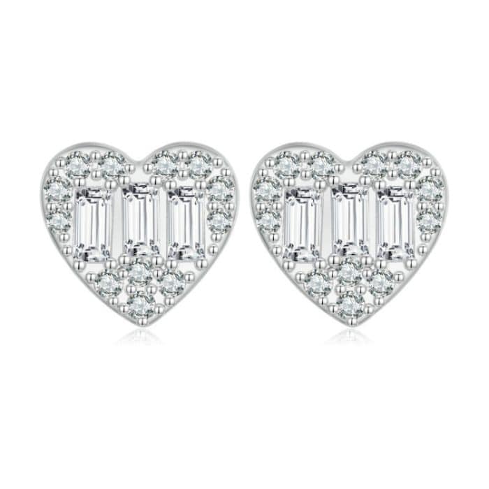 Herz-Ohrstecker aus Sterlingsilber mit S925-Beschichtung, Platin und funkelndem Zirkonia – Bild 1