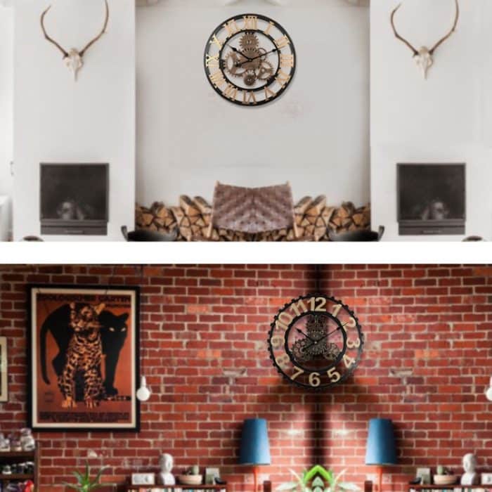 Stille Vintage-Wanduhr aus Holz mit rundem Zahnrad, Rome Number 58cm 6 Gears Golden, Rome Number  58cm  6 Gears  Silver, Rome Number  58cm 4 Gears Golden, Rome Number  58cm 4 Gears Silver, Number 58cm 4 Gears Golden, Number 58cm 4 Gears Silver... – Bild 5