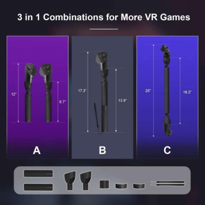 Für Meta Quest Pro VR-Brille, Golfspiel, Lichtmastgriff, verlängerte Stange, For Meta Quest Pro Black – Bild 3