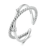 Offener Ring aus Sterlingsilber S925 mit verflochtenem Zirkon und verdrehtem Kreis