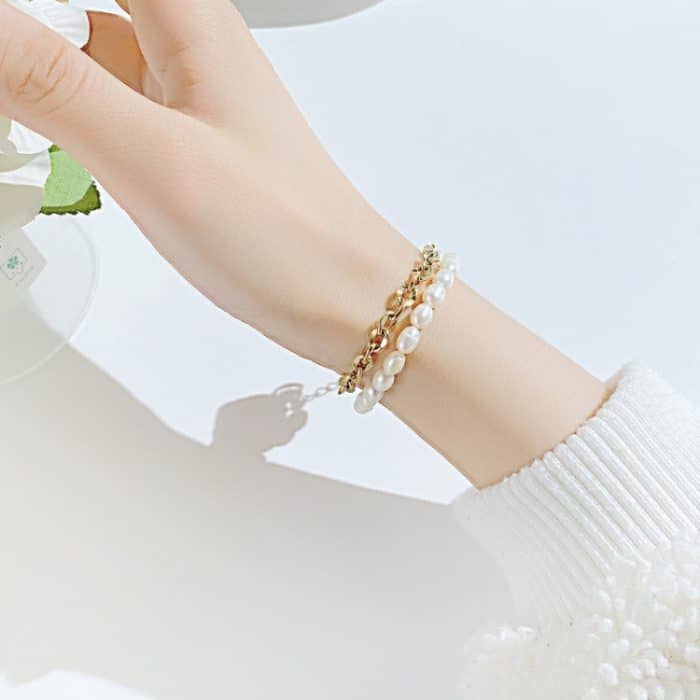 OPK 1263 Double Layer Stacked Edelstahl-Perlenarmband – Bild 4