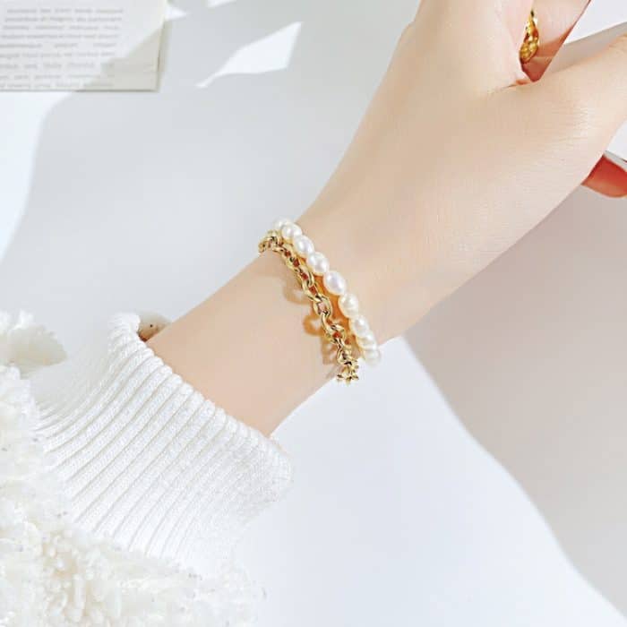 OPK 1263 Double Layer Stacked Edelstahl-Perlenarmband – Bild 5