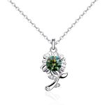 XMA033 925 Silber Halskette Moissanit Sonnenblume Anhänger Schmuck