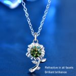 XMA033 925 Silber Halskette Moissanit Sonnenblume Anhänger Schmuck – Bild 2