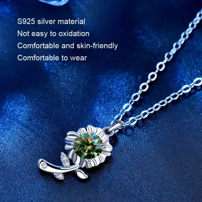 XMA033 925 Silber Halskette Moissanit Sonnenblume Anhänger Schmuck – Bild 4