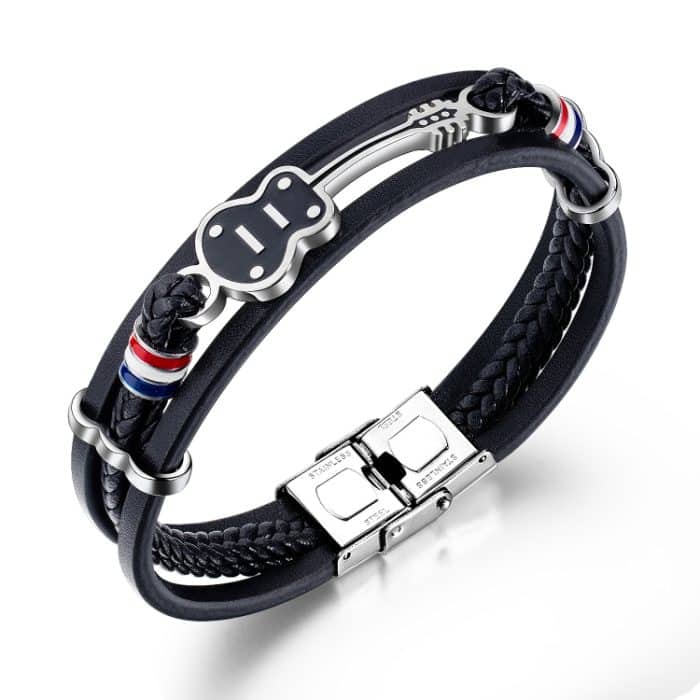 OPK 1354 Titan Stahl Herren Leder Handring Persönliches mehrschichtiges gewebtes Armband – Bild 1