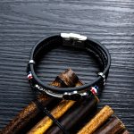 OPK 1354 Titan Stahl Herren Leder Handring Persönliches mehrschichtiges gewebtes Armband – Bild 4