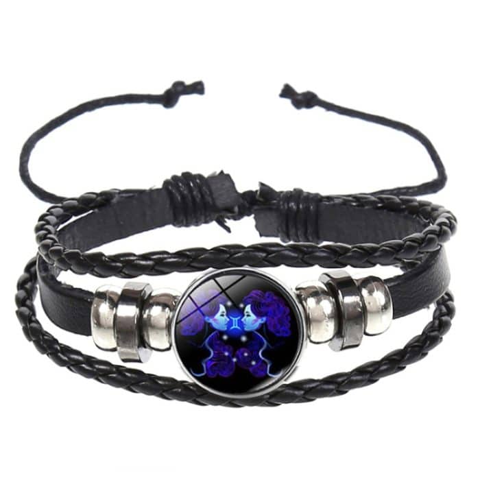 10 Stück Zwölf Sternbilder Leuchtendes Armband Retro Lederseil Gewebtes Armband, Stil: – Bild 1