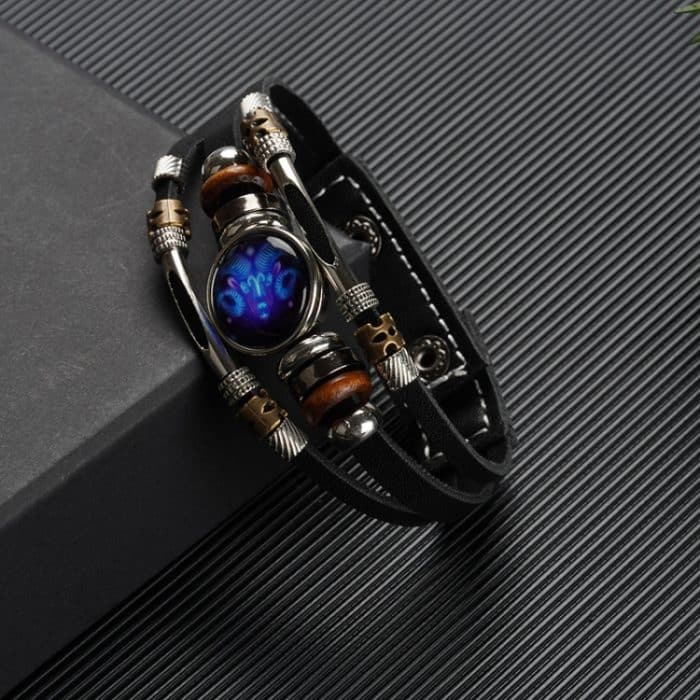 Zwölf Sternbilder Nachtlicht Lederseilarmband Geflochtene Perlenarmband, Stil: – Bild 6