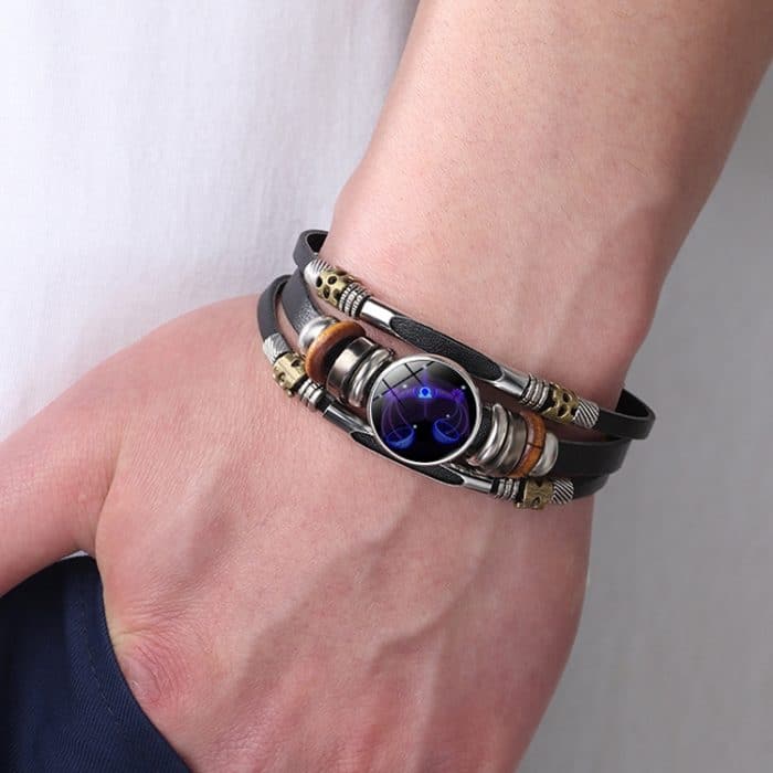 Zwölf Sternbilder Nachtlicht Lederseilarmband Geflochtene Perlenarmband, Stil: – Bild 7