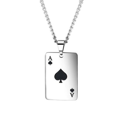 OPK 1542 Titanstahl Herren Halskette Persönlichkeit Poker Anhänger