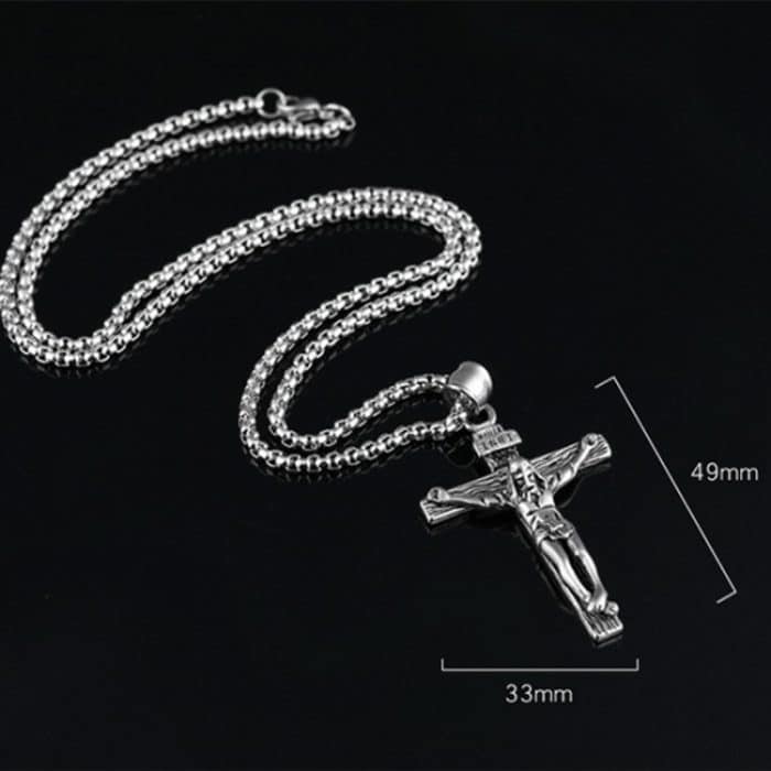 OPK 810 Retro Kreuzrahmen Titanstahl Herren Anhänger Halskette – Bild 3