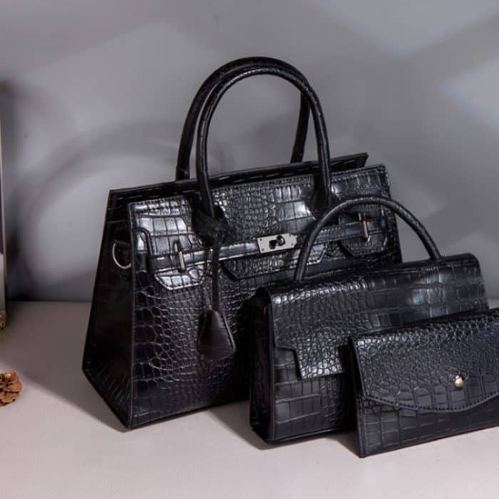 Diagonale 3-in-1-Umhängetasche mit Krokodilmuster und großer Kapazität – Bild 6