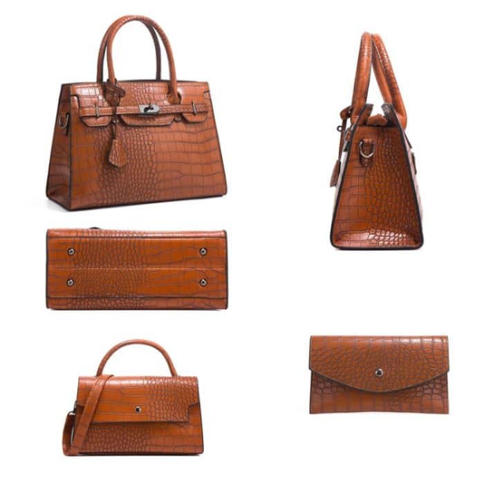 Diagonale 3-in-1-Umhängetasche mit Krokodilmuster und großer Kapazität – Bild 2