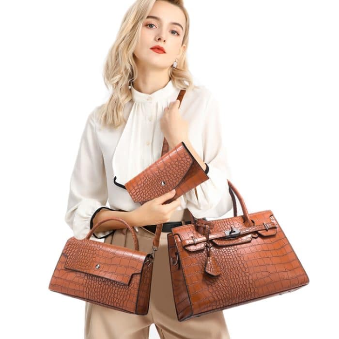 Diagonale 3-in-1-Umhängetasche mit Krokodilmuster und großer Kapazität – Bild 5