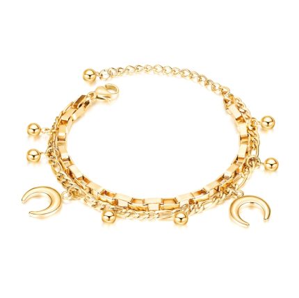 Mehrschichtiges Edelstahlarmband für Damen, Handschmuck, Stil: