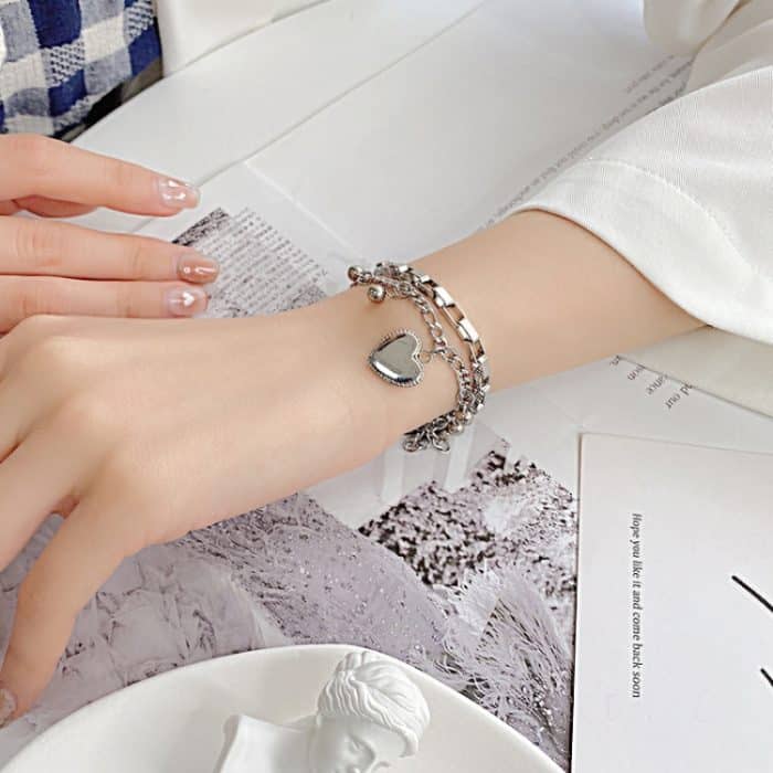 Mehrschichtiges Edelstahlarmband für Damen, Handschmuck, Stil: – Bild 4