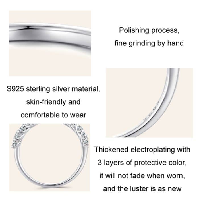 Ring aus Sterlingsilber mit S925-Beschichtung, vergoldeter Reihen-Moissanit-Ring – Bild 3