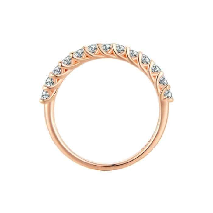 Ring aus Sterlingsilber mit S925-Beschichtung, vergoldeter Reihen-Moissanit-Ring – Bild 1