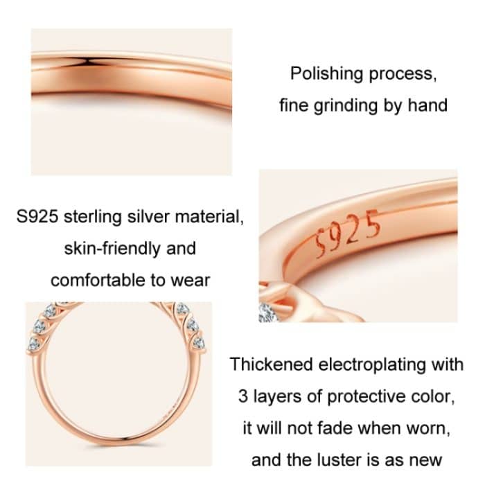 Ring aus Sterlingsilber mit S925-Beschichtung, vergoldeter Reihen-Moissanit-Ring – Bild 3