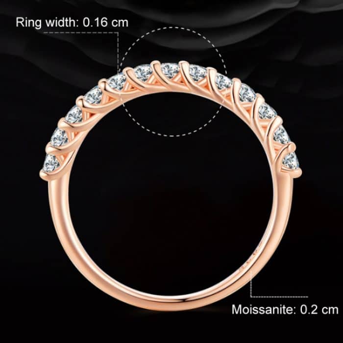 Ring aus Sterlingsilber mit S925-Beschichtung, vergoldeter Reihen-Moissanit-Ring – Bild 4