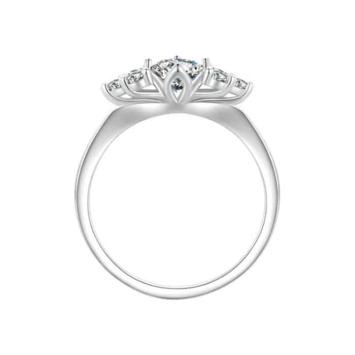 Funkelnder, mit Weißgold vergoldeter Moissanit-Herzring aus Sterlingsilber S925 – Bild 2