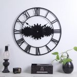 60 cm große Vintage-Wanduhr aus Eisen mit rundem Zahnrad, geräuschlos, große Kunstuhr