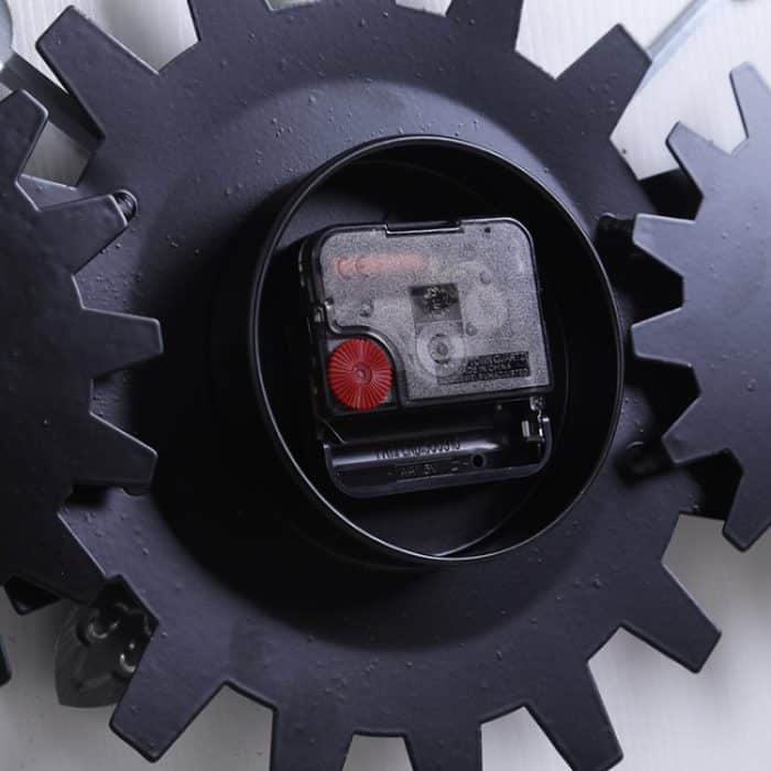 60 cm große Vintage-Wanduhr aus Eisen mit rundem Zahnrad, geräuschlos, große Kunstuhr – Bild 4