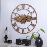60 cm große Vintage-Wanduhr aus Eisen mit rundem Zahnrad, geräuschlos, große Kunstuhr – Bild 5