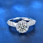 XJA008 925 Silberring Mossan-Diamant-Paarring mit offenem Ende – Bild 2