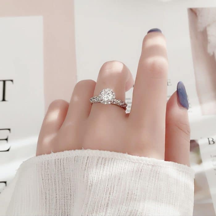 XJA008 925 Silberring Mossan-Diamant-Paarring mit offenem Ende – Bild 5