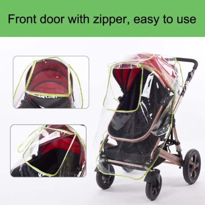 Kinderwagen-Regenschutz, winddicht, staubdicht, Regenmantel, hohe Landschaft, spezieller Regenschutz, EVA Half Open Window Rain Cover, EVA Double Open Zipper Rain Cover – Bild 5