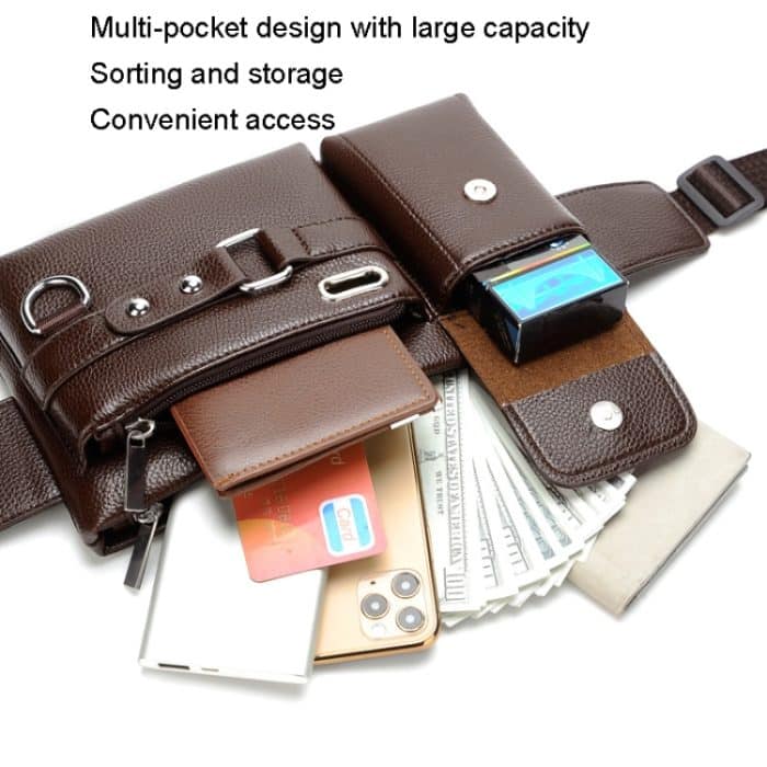 WEIXIER 8117 Herren Sport-Hüfttasche, multifunktionale Outdoor-PU-Tasche, 8117 Brown, 8117 Black – Bild 6