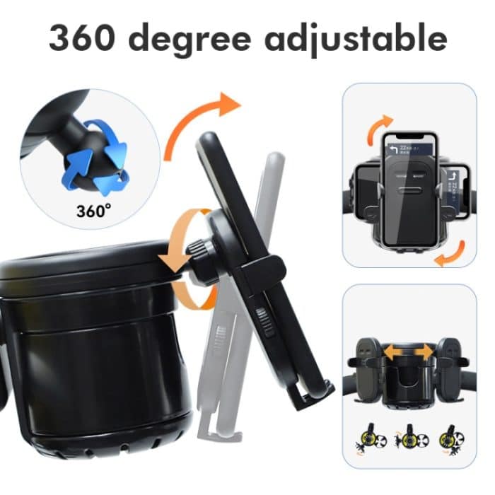 3 IN 1 Universal Baby Kinderwagen Handy Getränkehalter Motorrad Wasserbecherhalter, 3 IN 1 Black, 3 IN 1 Black and Yellow – Bild 4