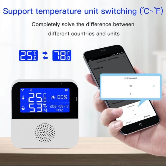 Tuya WIFI Temperatur- und Feuchtigkeitssensor mit 2,9-Zoll-LCD-Display, Spezifikation:, Only Sensor, With Sensing Line – Bild 6