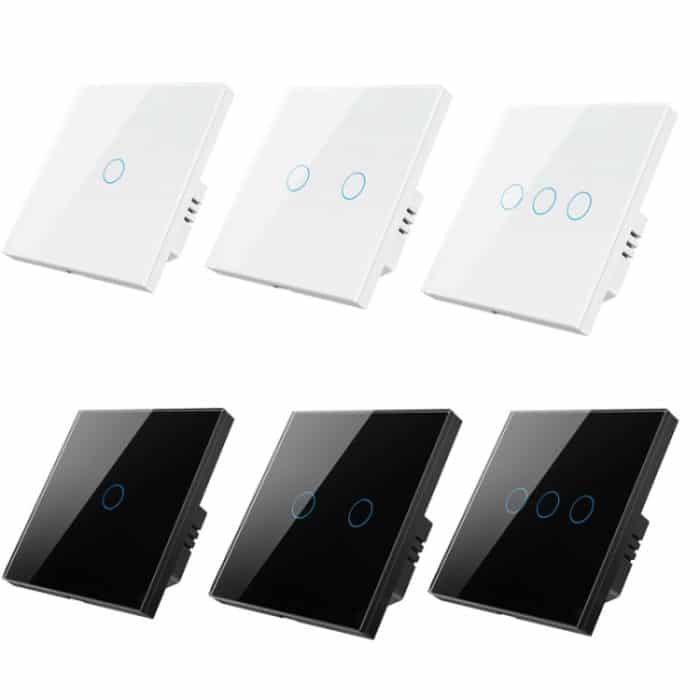 Tuya ZigBee Zero Firewire Touch Wand-Fernbedienungsschalter, Lichtsteuerung, Sprachschalter, EU-Stecker, Stil:, 1 Gang (White), 2 Gang (White), 3 Gang (White), 1 Gang (Black), 2 Gang (Black), 3 Gang (Black) – Bild 2