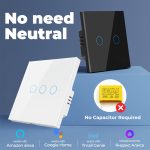 Tuya ZigBee Zero Firewire Touch Wand-Fernbedienungsschalter, Lichtsteuerung, Sprachschalter, EU-Stecker, Stil:, 1 Gang (White), 2 Gang (White), 3 Gang (White), 1 Gang (Black), 2 Gang (Black), 3 Gang (Black) – Bild 3