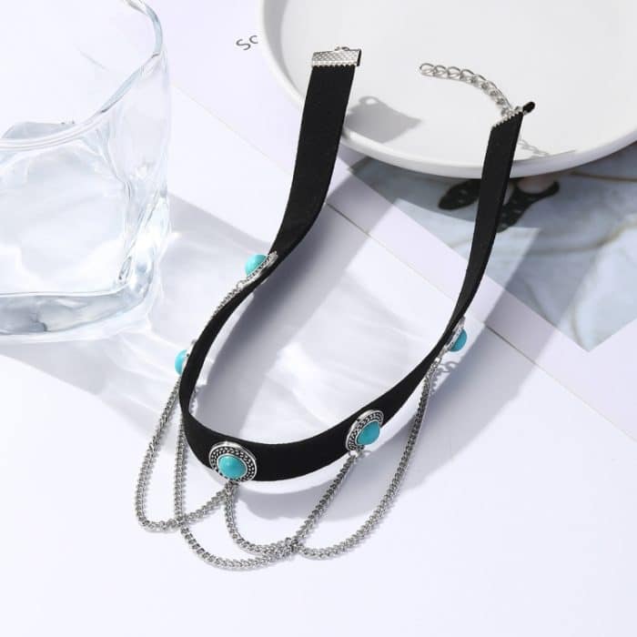 Punk Vintage Samt Schlüsselbeinkette Metal Rock Halskette, Spezifikation: – Bild 2