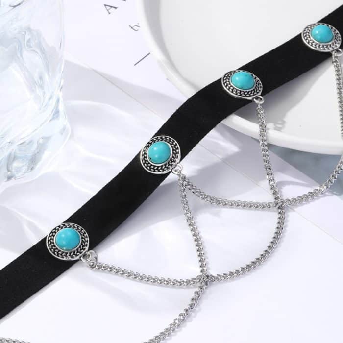 Punk Vintage Samt Schlüsselbeinkette Metal Rock Halskette, Spezifikation: – Bild 3