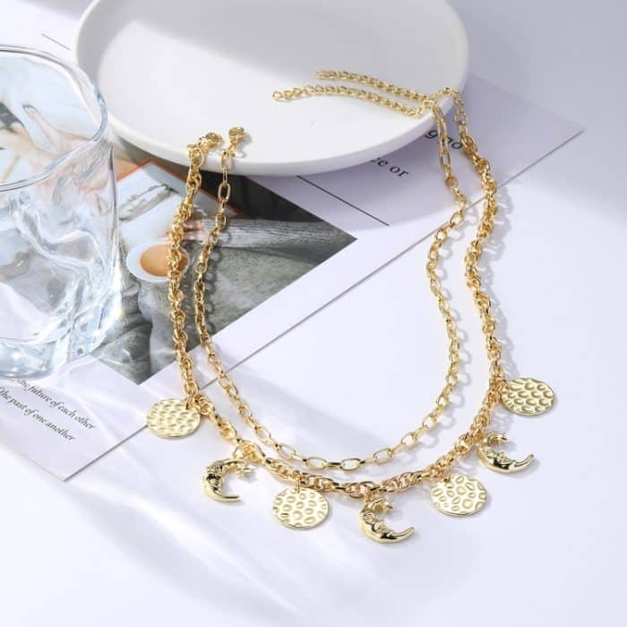 Weibliche Halskette Einfache Halskette mit mehreren Anhängern – Bild 1