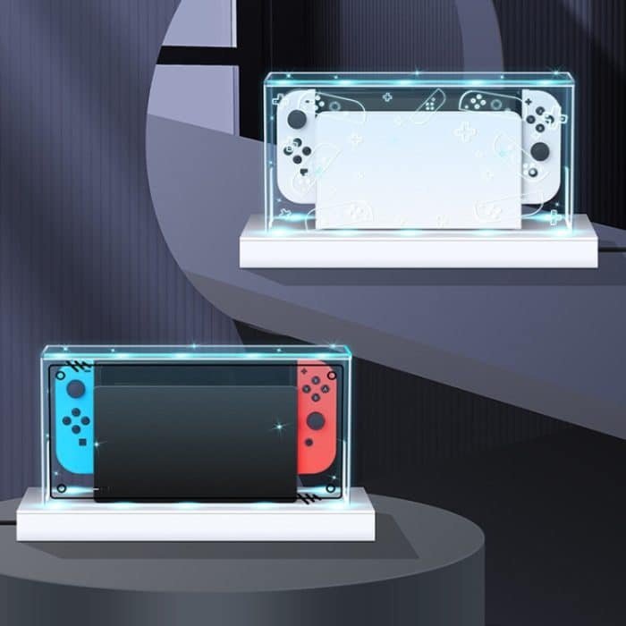 035 für Nintendo Switch/OLED-Spielkonsolen-Display, leuchtende Basis, staubdichte Abdeckung, Spezifikationen:, Light Base, Transparent, White Label, Black Label, Handle – Bild 2