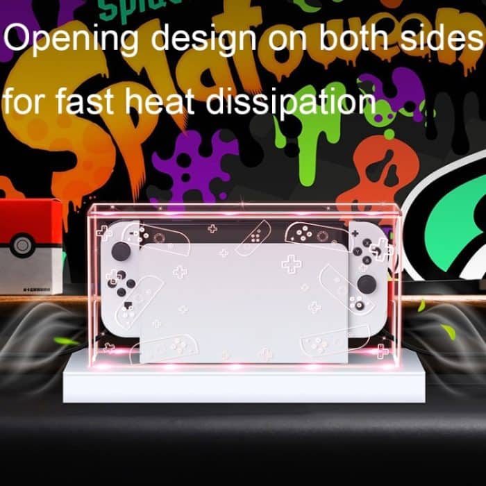 035 für Nintendo Switch/OLED-Spielkonsolen-Display, leuchtende Basis, staubdichte Abdeckung, Spezifikationen:, Light Base, Transparent, White Label, Black Label, Handle – Bild 5