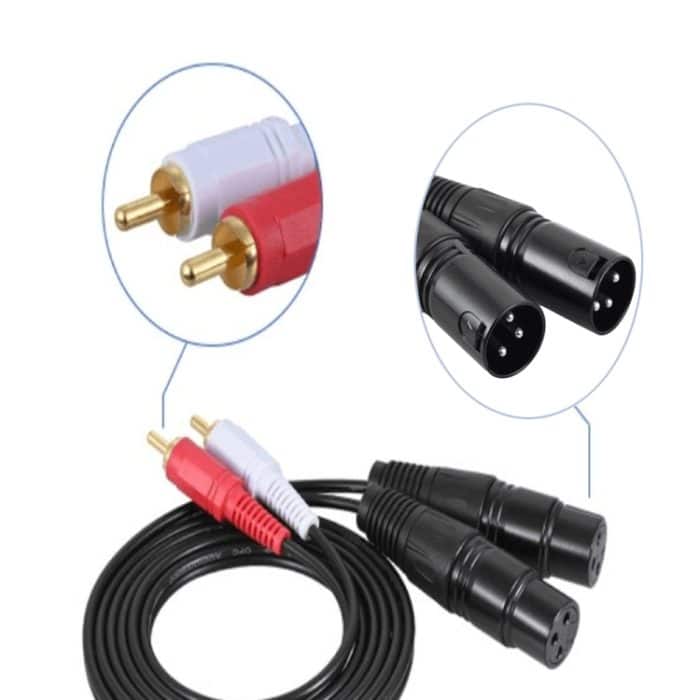 2RCA-zu-2XLR-Lautsprecher-Canon-Kabel-Audio-Balance-Kabel, 0.5m, 1m, 1.5m, 3m – Bild 6