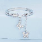 Sterling Silber S925 Schmetterlingskette offener Zirkon plattierter Goldring – Bild 3