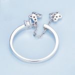 Sterling Silber S925 Schmetterlingskette offener Zirkon plattierter Goldring – Bild 4